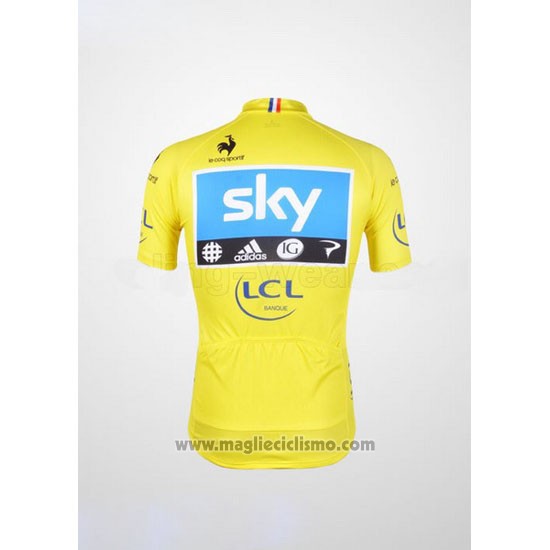 2012 Abbigliamento Ciclismo Sky Lider Celeste e Giallo Manica Corta e Salopette